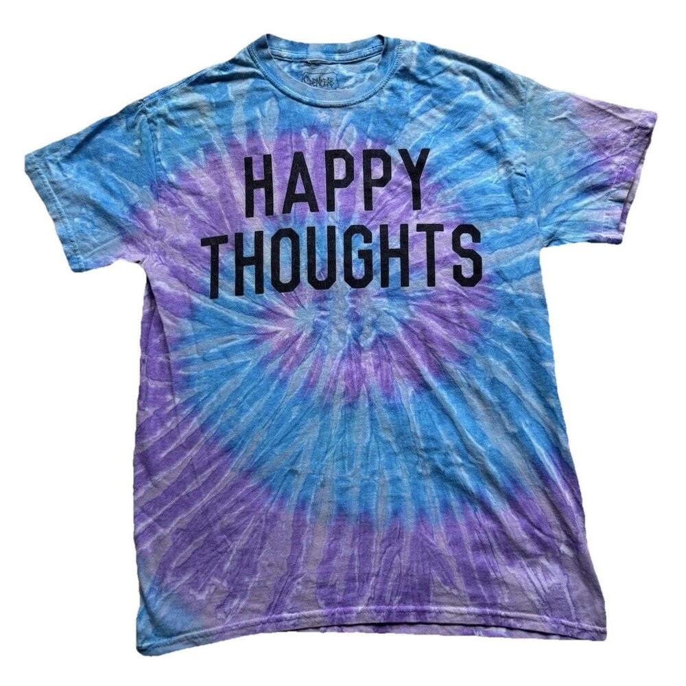 Spencer’s Purple And Blue Happy Thoughts Tie Dye T Shirt size medium